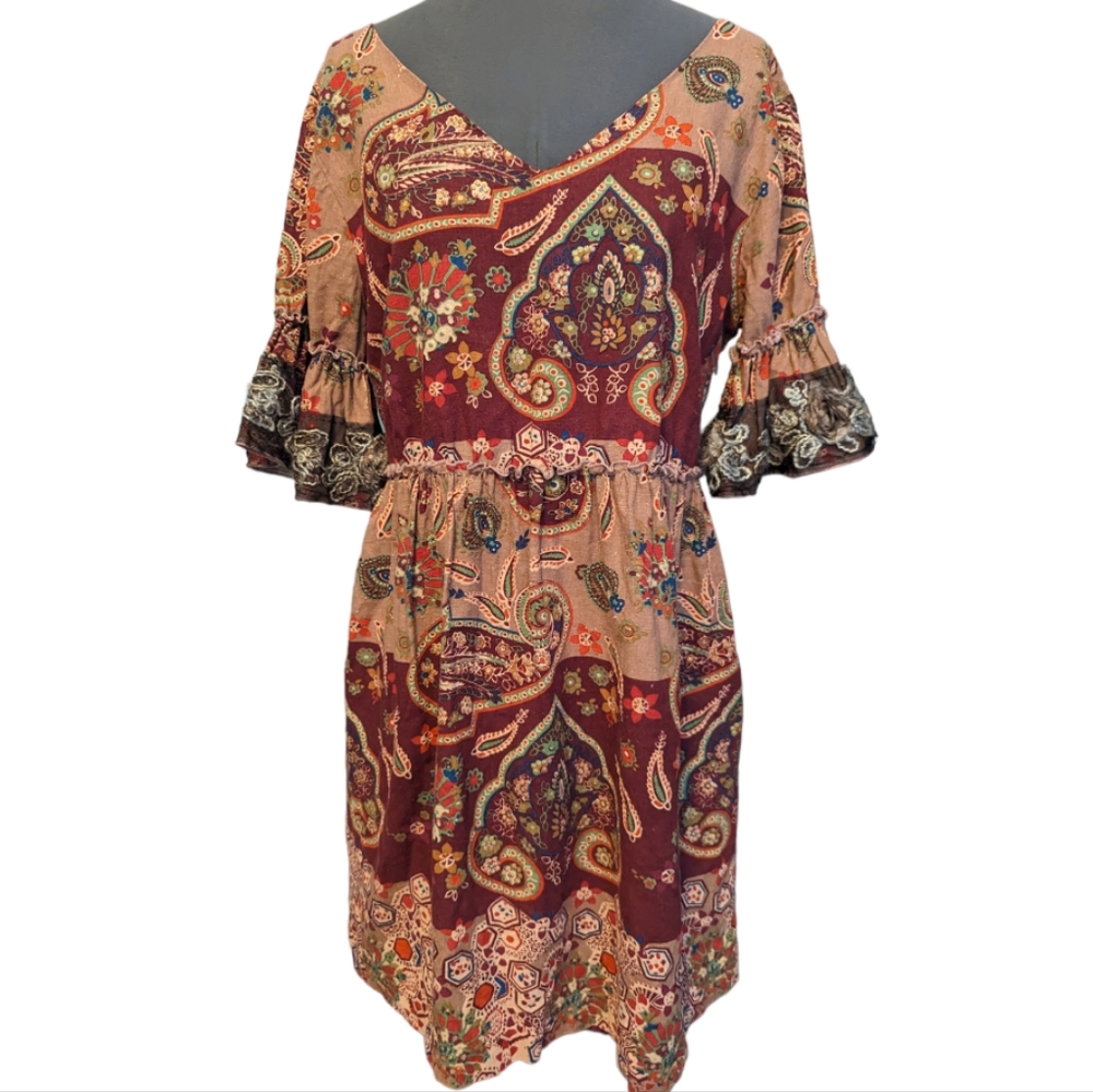 Tracy Porter linen blend boho style dress, size 6-8